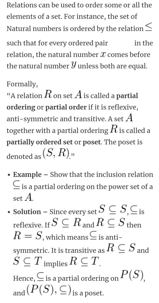 Partial Order Relation Simple Example Unit-3:Partial order Relation and lattice – B.C.A study